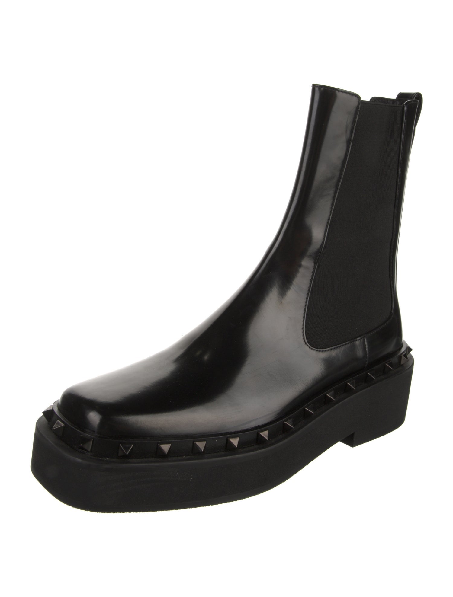 Valentino Rockstud Accents Leather Chelsea Boots