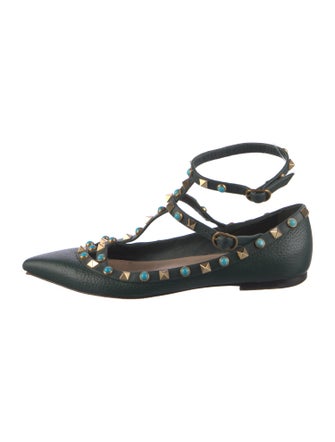 Valentino Rockstud Accents Leather Flats