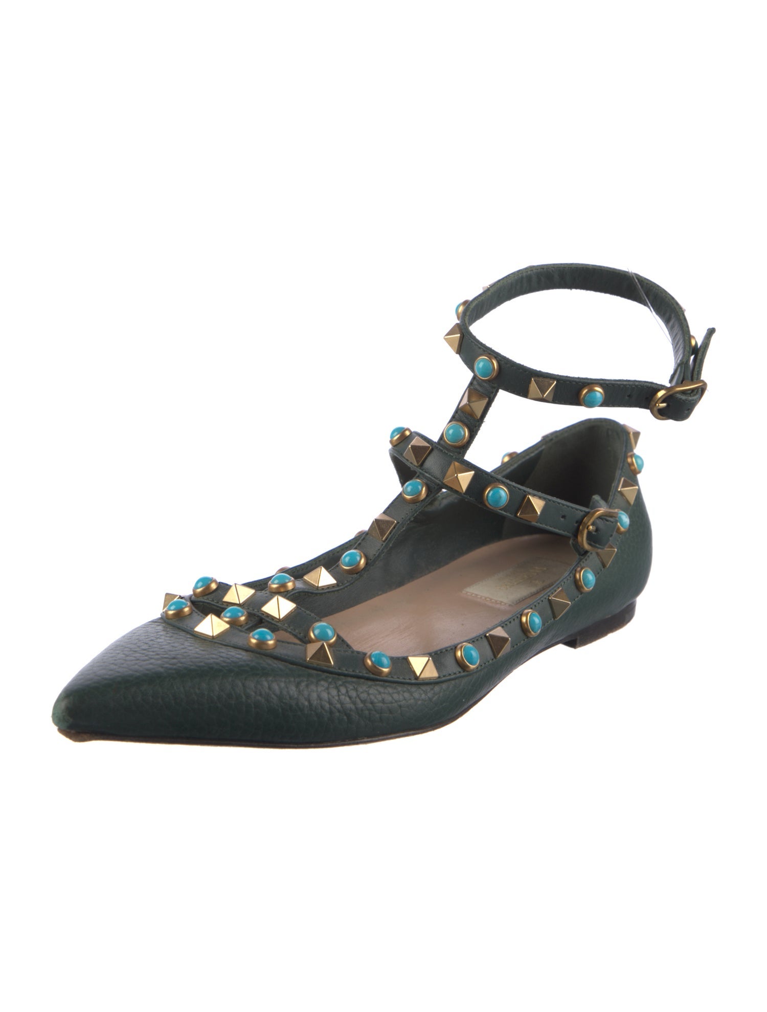 Valentino Rockstud Accents Leather Flats