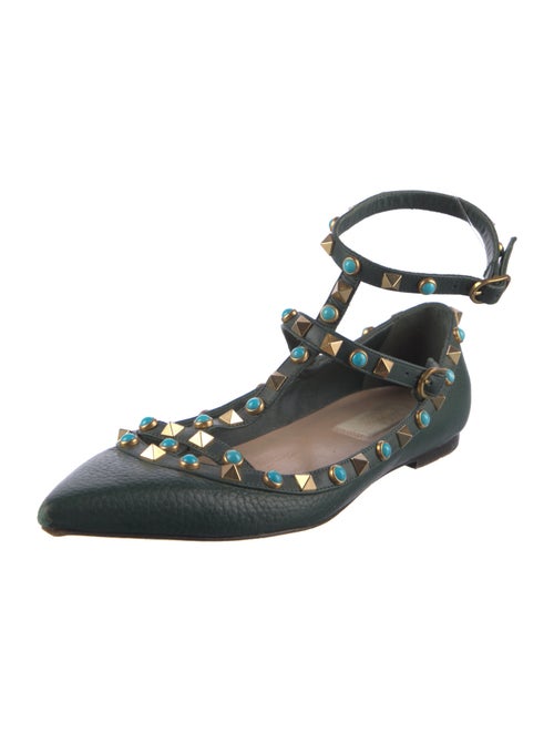 Valentino Rockstud Accents Leather Flats
