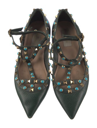Valentino Rockstud Accents Leather Flats