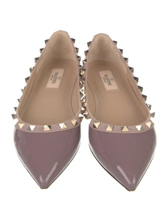 Valentino Rockstud Accents Patent Leather Ballet Flats