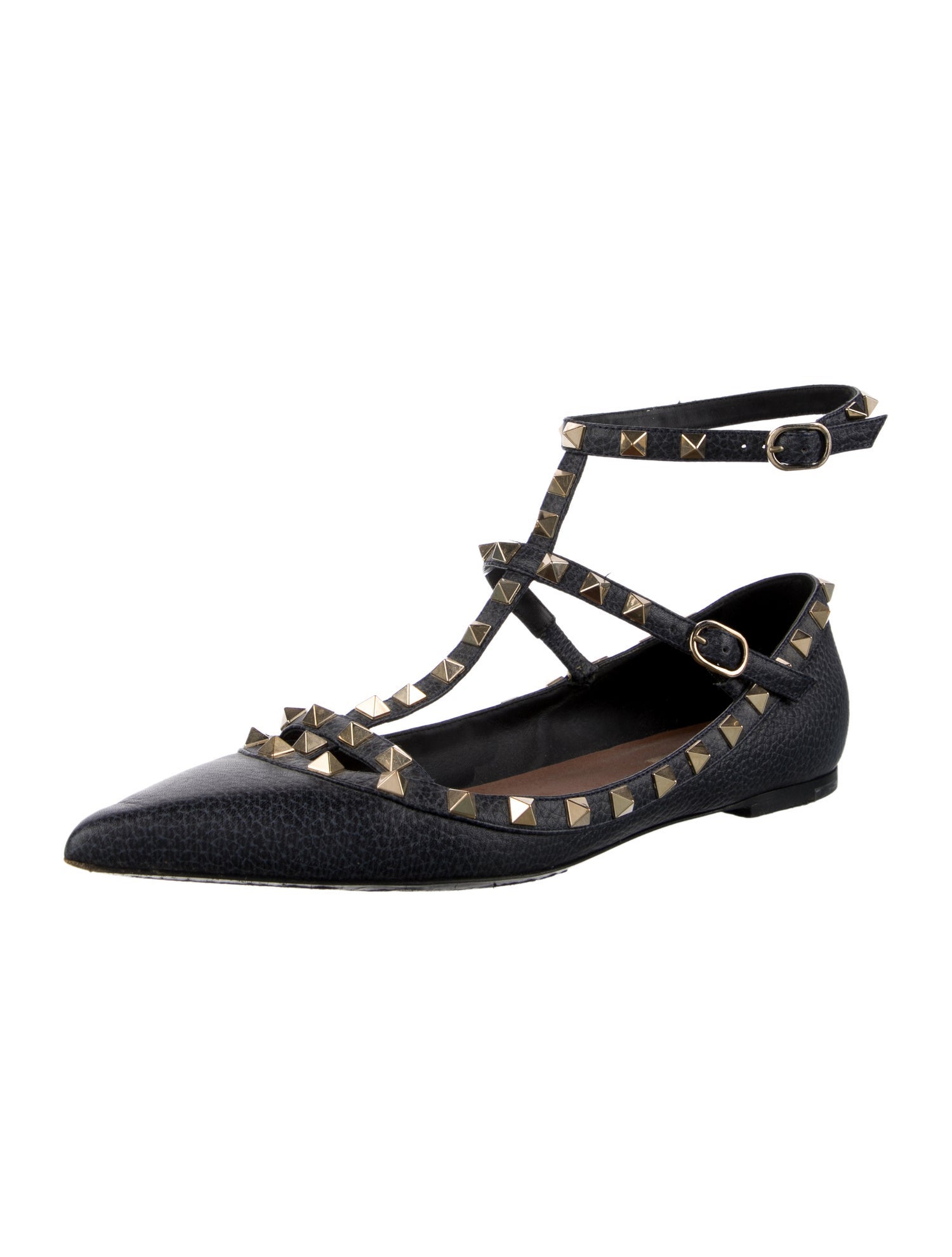 Valentino Rockstud Accents Leather Flats