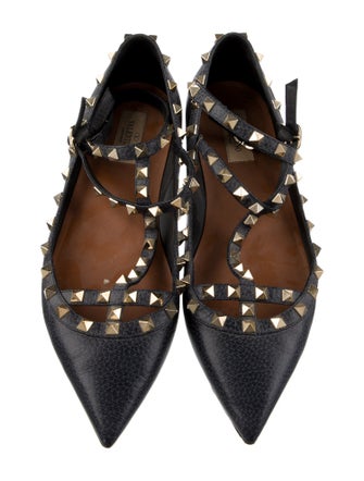 Valentino Rockstud Accents Leather Flats