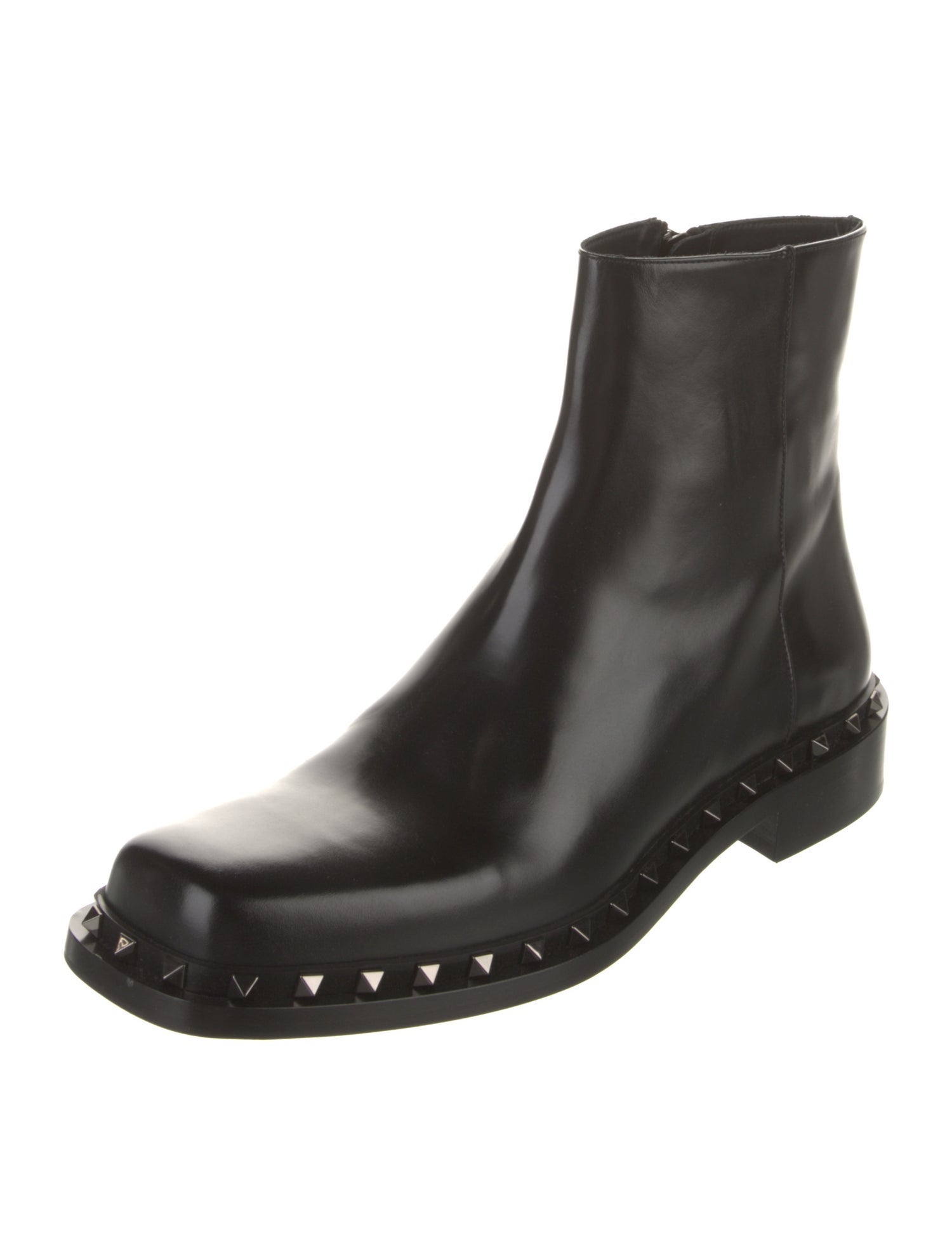 Valentino Rockstud Accents Leather Chelsea Boots