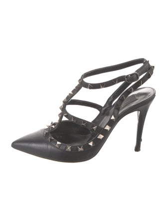 Valentino Rockstud Accents Leather T-Strap Pumps