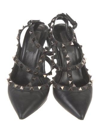 Valentino Rockstud Accents Leather T-Strap Pumps