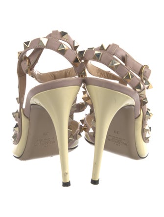 Valentino Rockstud Accents Patent Leather T-Strap Pumps