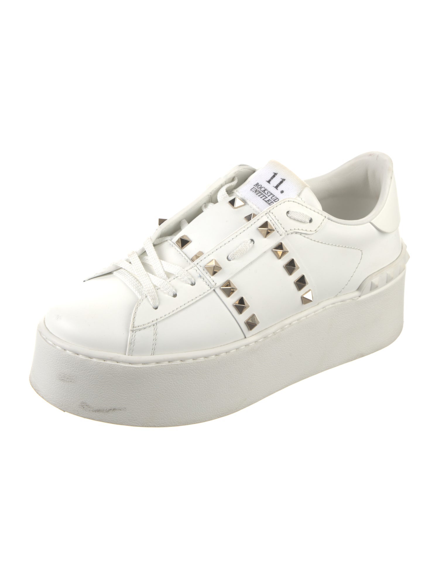 Valentino Rockstud Accents Leather Sneakers