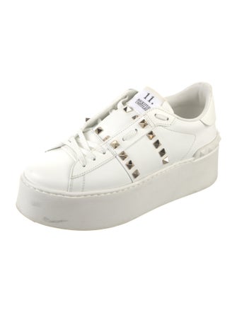 Valentino Rockstud Accents Leather Sneakers