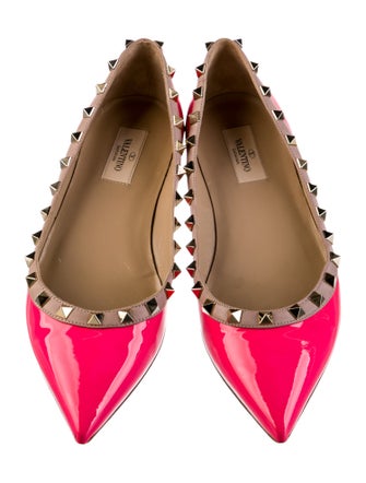 Valentino Rockstud Accents Patent Leather Ballet Flats