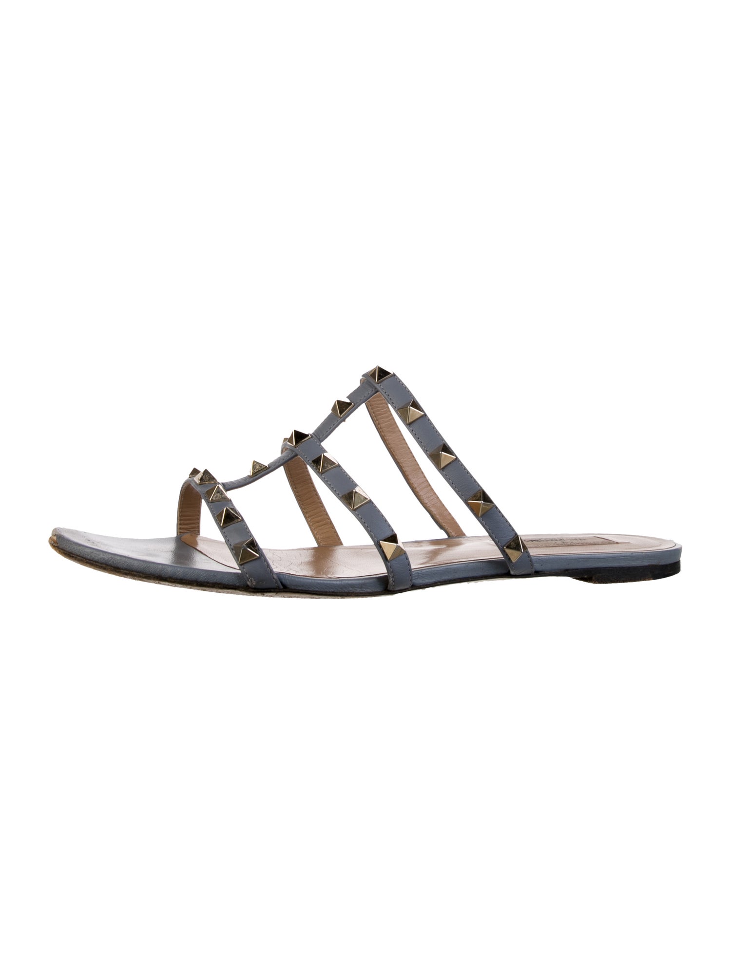 Valentino Rockstud Accents Leather Slides