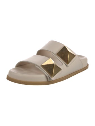 Valentino Rockstud Accents Leather Slides