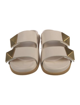 Valentino Rockstud Accents Leather Slides