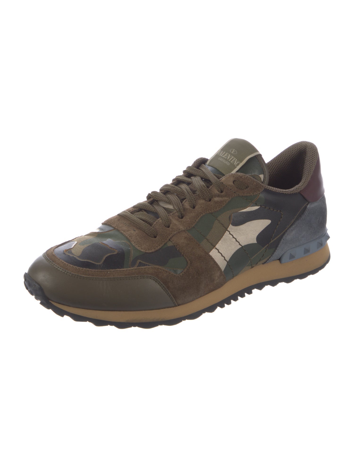 Valentino Rockstud Accents Leather Sneakers