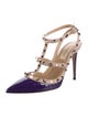Valentino Rockstud Accents Patent Leather T-Strap Pumps