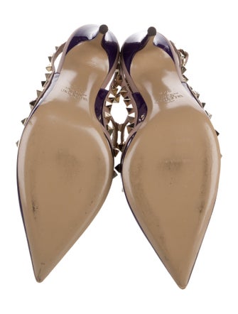 Valentino Rockstud Accents Patent Leather T-Strap Pumps