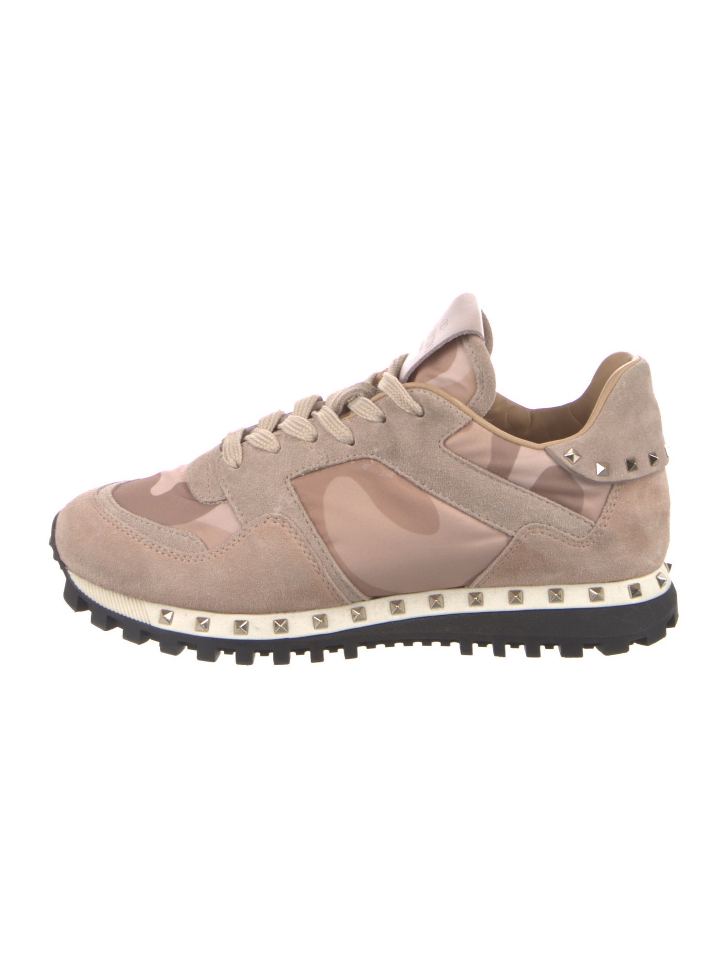 Valentino Rockstud Accents Suede Athletic Sneakers