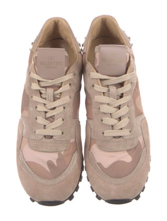 Valentino Rockstud Accents Suede Athletic Sneakers