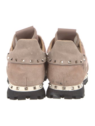 Valentino Rockstud Accents Suede Athletic Sneakers