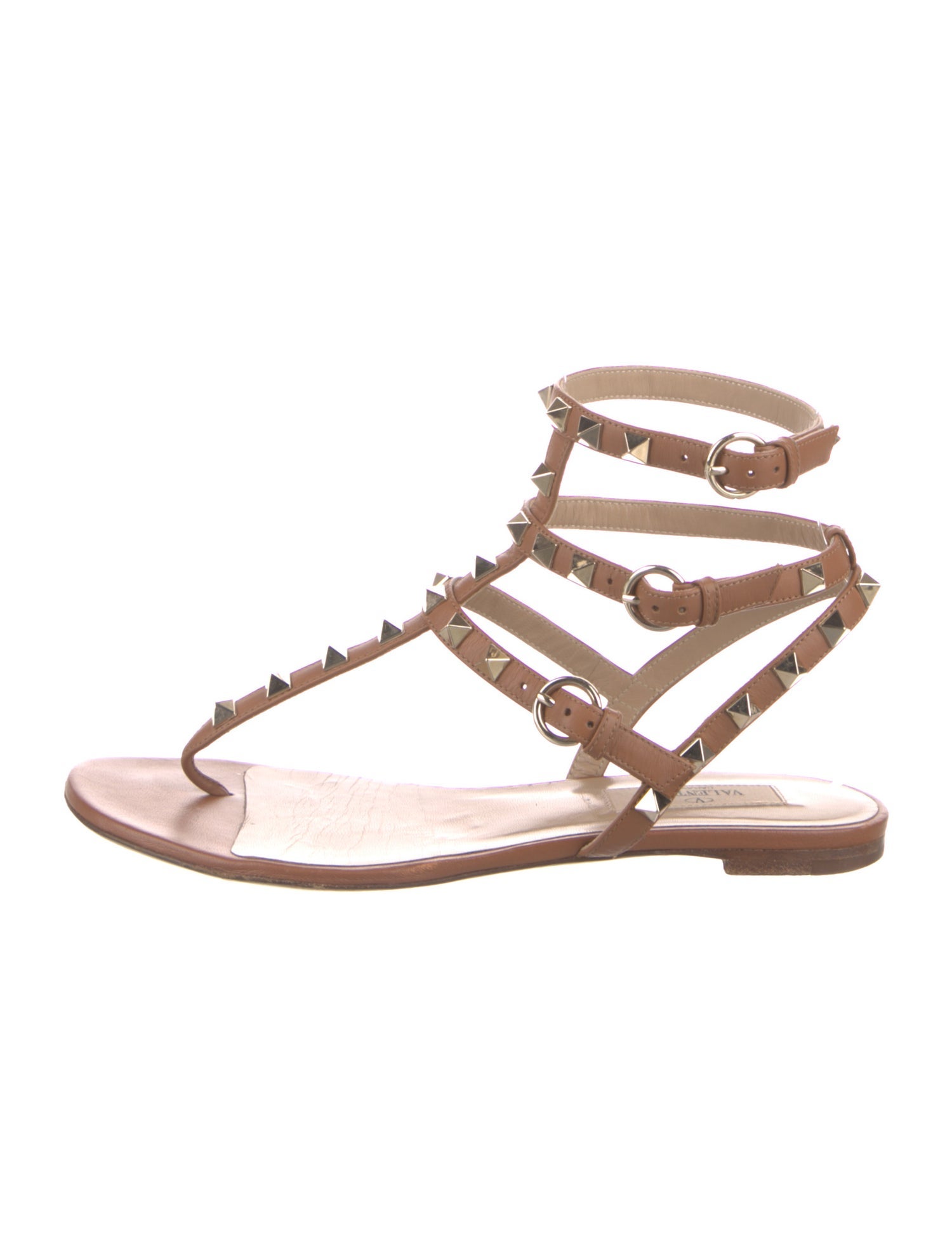 Valentino Rockstud Accents Leather Gladiator Sandals