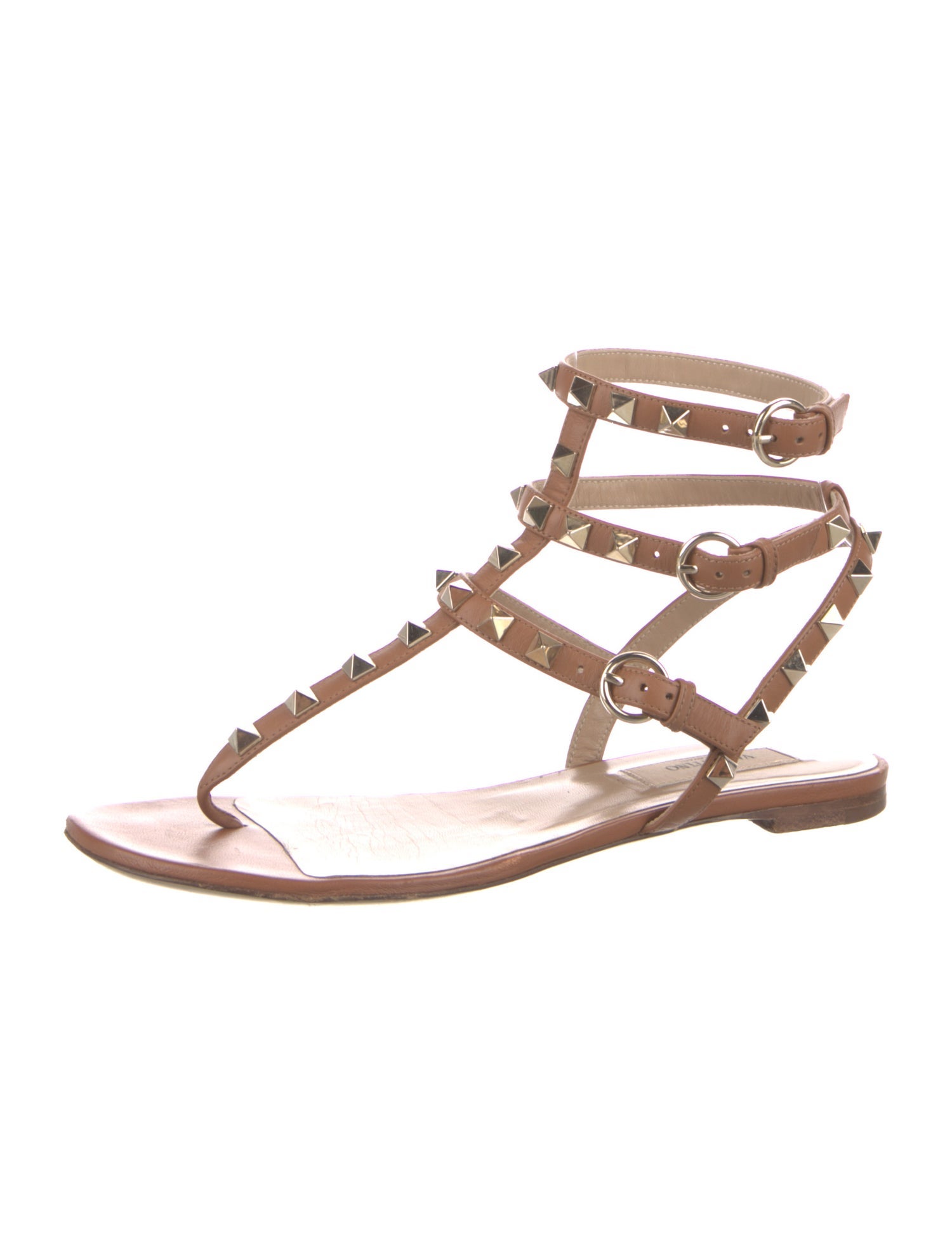 Valentino Rockstud Accents Leather Gladiator Sandals