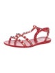 Valentino Rockstud Accents Rubber T-Strap Sandals
