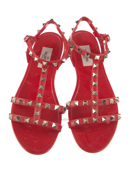 Valentino Rockstud Accents Rubber T-Strap Sandals
