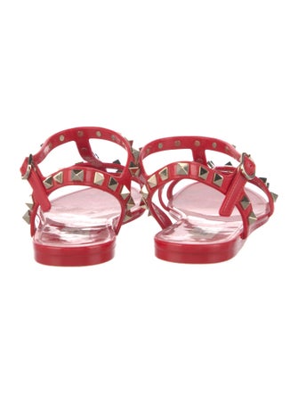 Valentino Rockstud Accents Rubber T-Strap Sandals