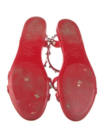 Valentino Rockstud Accents Rubber T-Strap Sandals