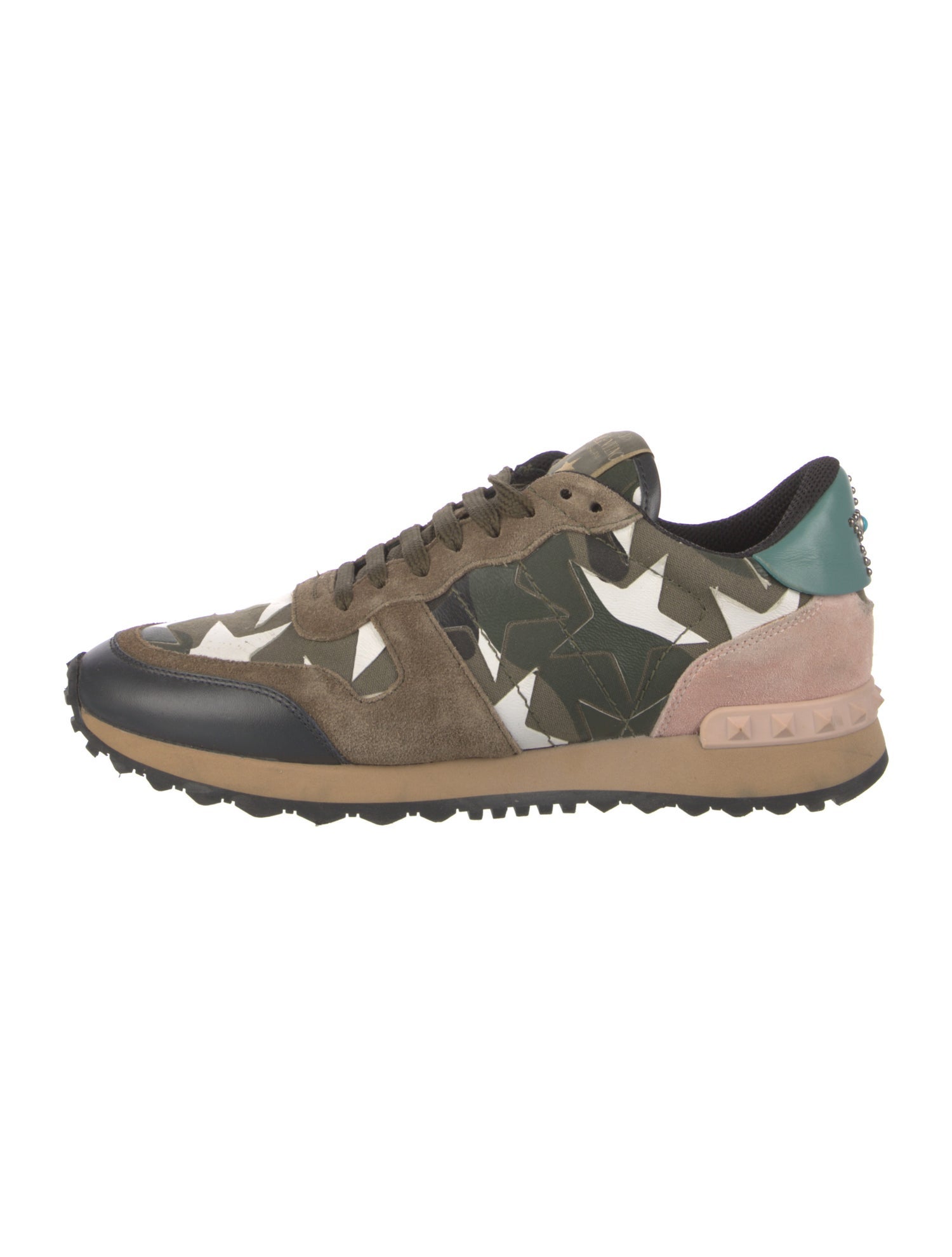 Valentino Rockstud Accents Leather Sneakers