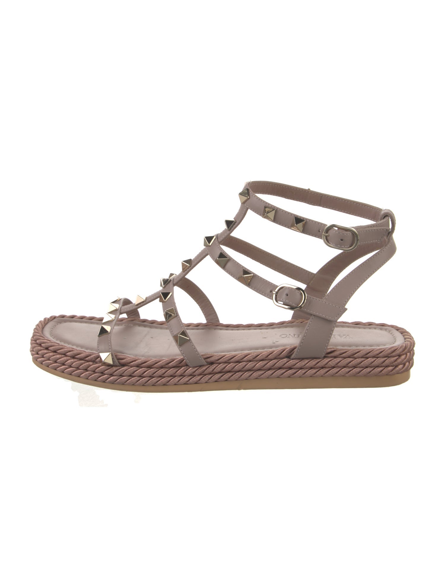 Valentino Rockstud Accents Leather Espadrilles