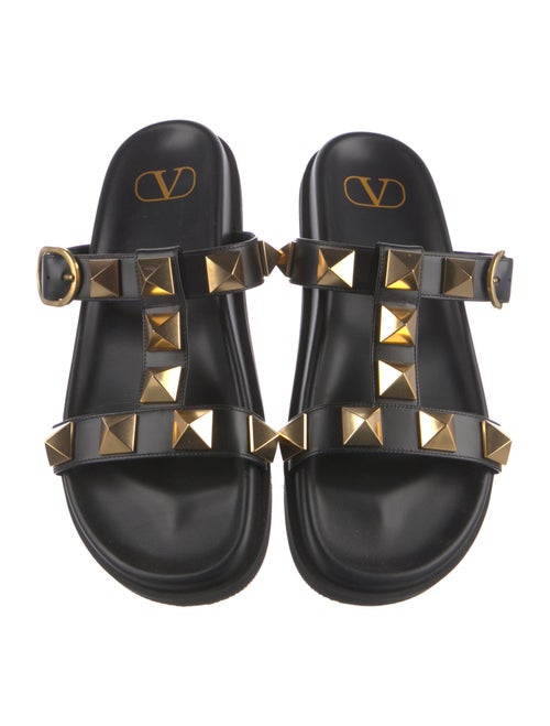 Valentino Rockstud Accents Leather Slides