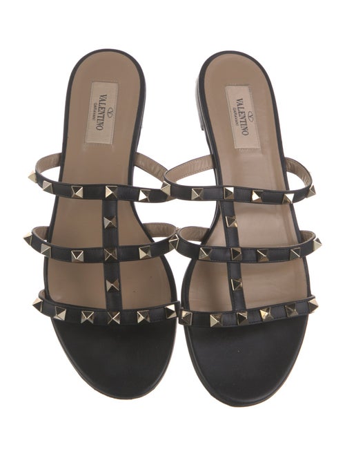 Valentino Rockstud Accents Leather Slides
