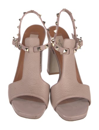 Valentino Rockstud Accents Leather T-Strap Sandals