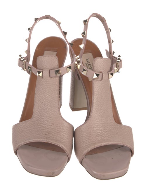 Valentino Rockstud Accents Leather T-Strap Sandals