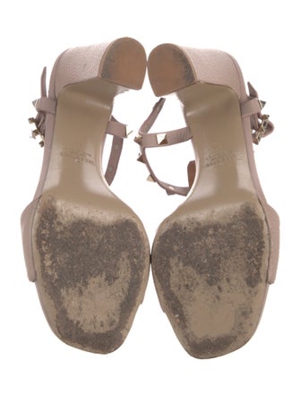 Valentino Rockstud Accents Leather T-Strap Sandals