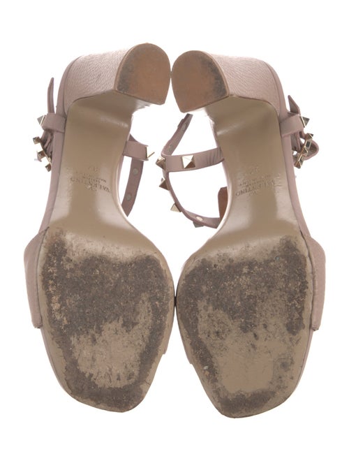 Valentino Rockstud Accents Leather T-Strap Sandals