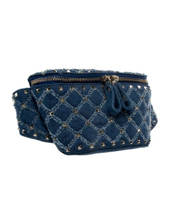 Valentino Denim Rockstud Waist Bag