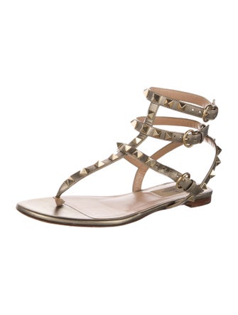 Valentino Rockstud Accents Leather Gladiator Sandals