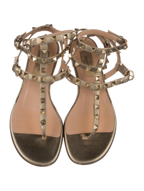 Valentino Rockstud Accents Leather Gladiator Sandals