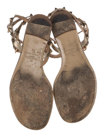 Valentino Rockstud Accents Leather Gladiator Sandals