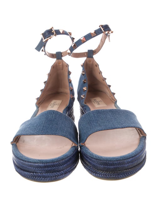 Valentino Rockstud Accents Denim Espadrilles