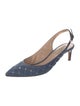 Valentino Quilted Pattern Denim Slingback Pumps