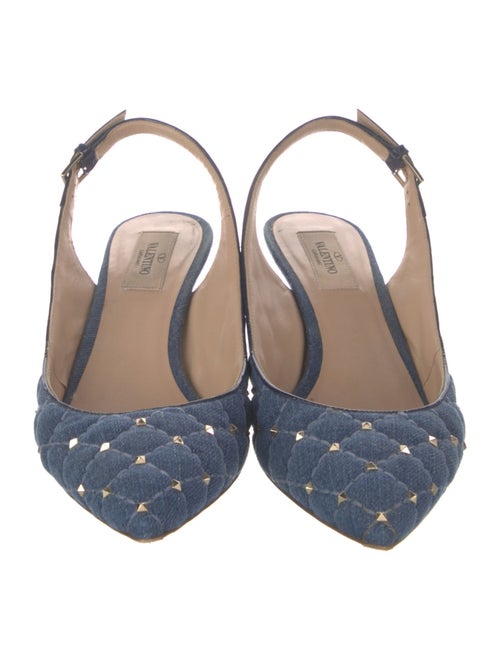 Valentino Quilted Pattern Denim Slingback Pumps