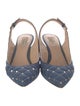 Valentino Quilted Pattern Denim Slingback Pumps