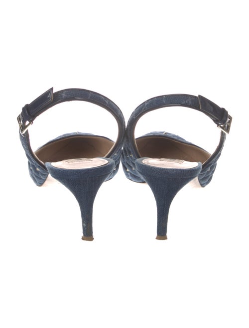 Valentino Quilted Pattern Denim Slingback Pumps