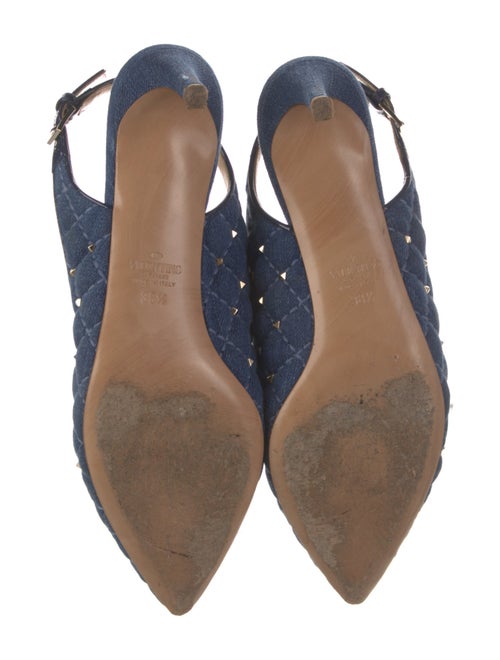 Valentino Quilted Pattern Denim Slingback Pumps