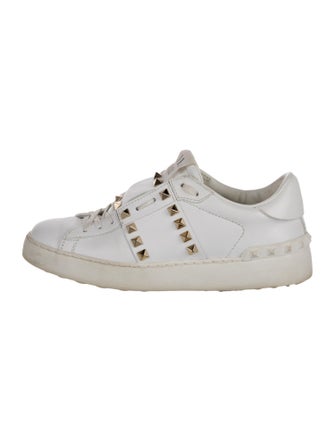 Valentino Rockstud Accents Leather Sneakers