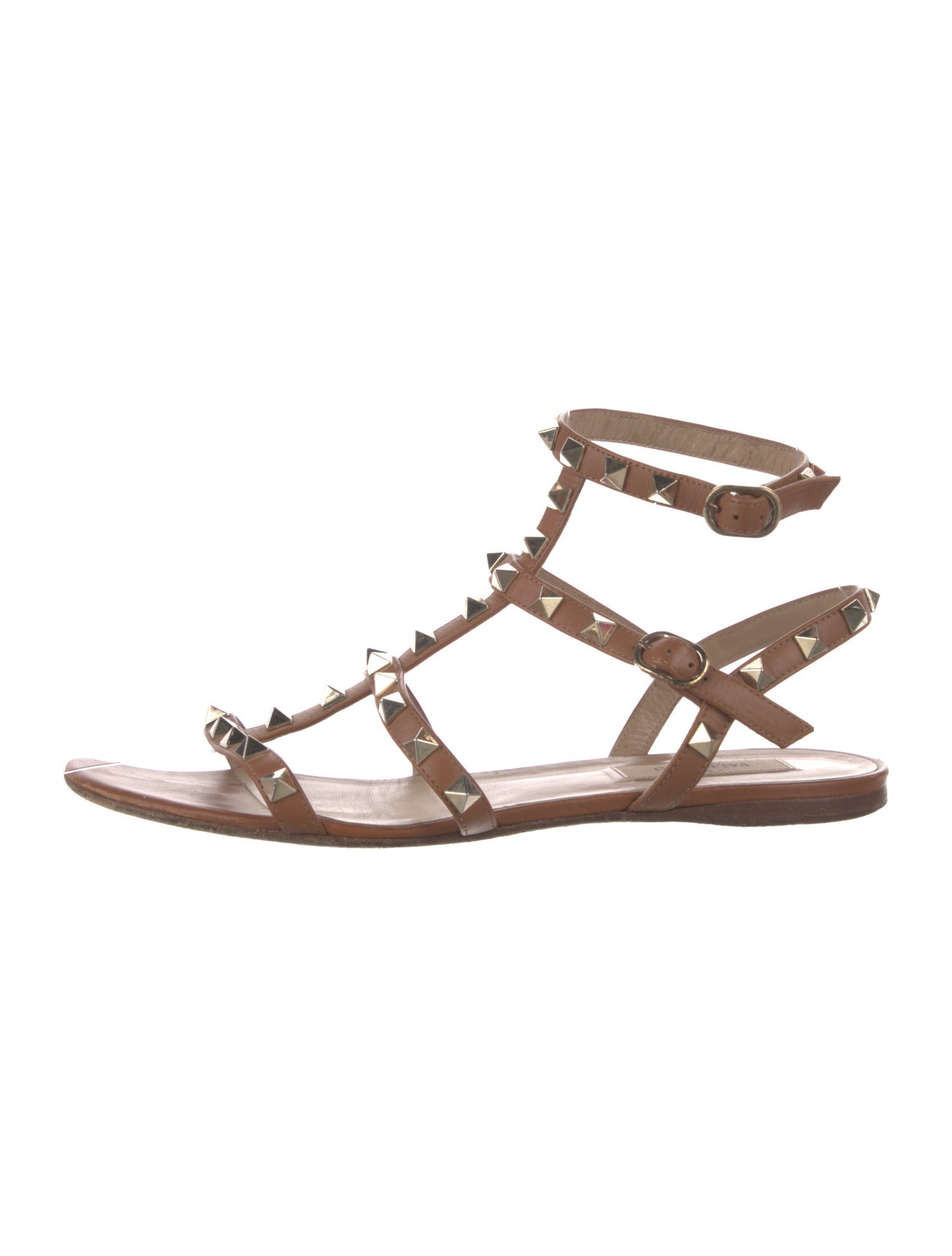 Valentino Rockstud Accents Leather Gladiator Sandals